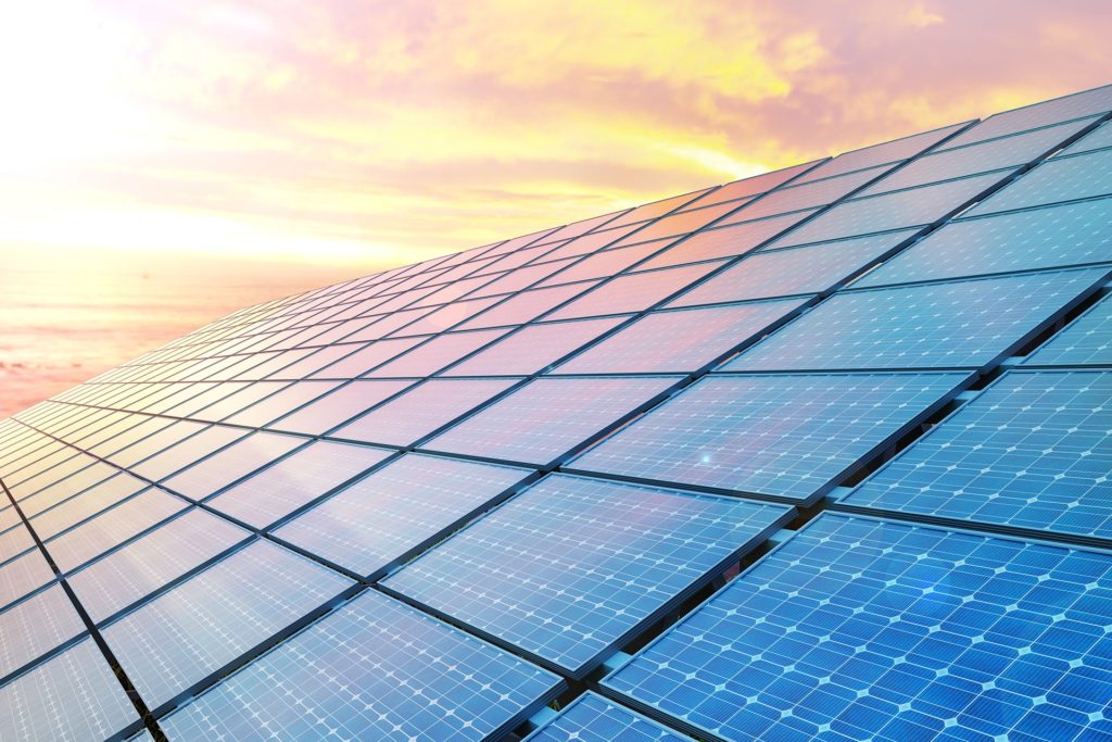 Solar panel installation on roof